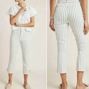 The Essential Slim By Anthropologie Crop Striped Pant